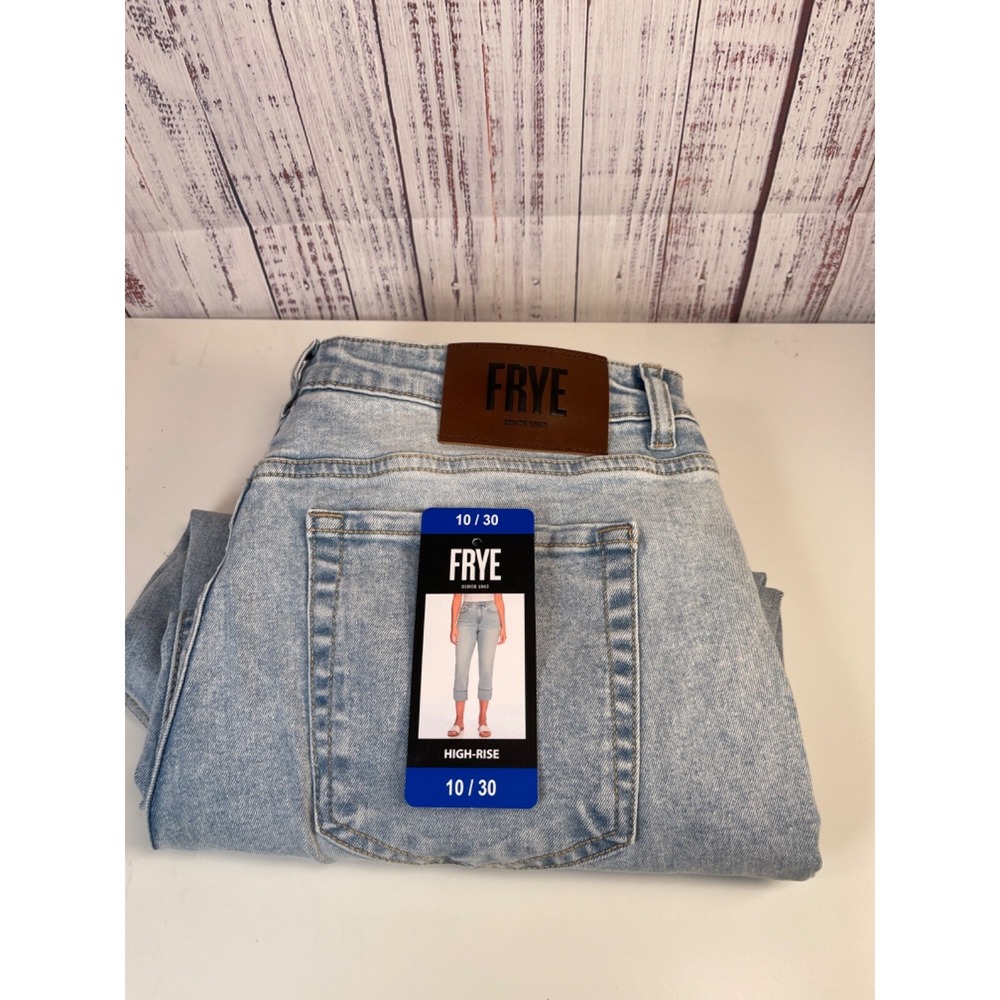 Frye High-Rise Crop Jeans Cuffed Hem Light Wash Denim Women's Size 10/30